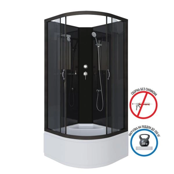 Душевая кабина Niagara NG-6508-14BK 900х900х2000 высокий поддон 40см стекло тонированное алюм черный