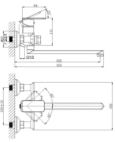 Смеситель для ванны RUSH Bruny с поворотным изливом (BR4335-51)
