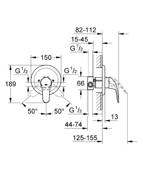 Смеситель Grohe Euroeco 32742000 для душа, встраиваемый, включает встроенный механизм