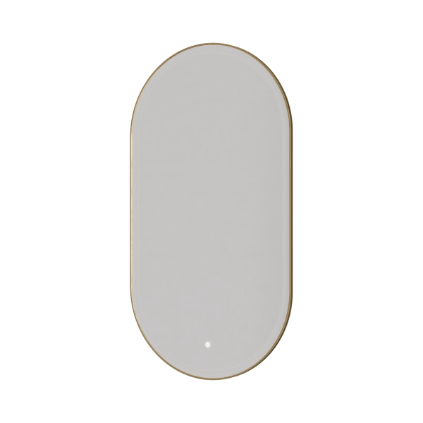 Зеркало Boheme овальное, мет. рама, тыльная подсветка, сенсор, антизапотевание, 60*110, MATT GOLD 568-MG