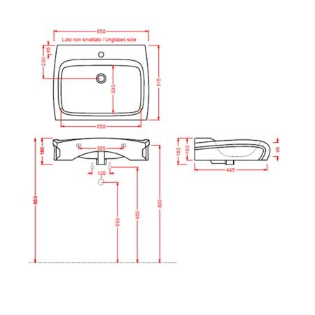 Artceram/Hidra HI-LINE Раковина 60х50 см, 1 отв., подвесная/накладная, цвет: белый