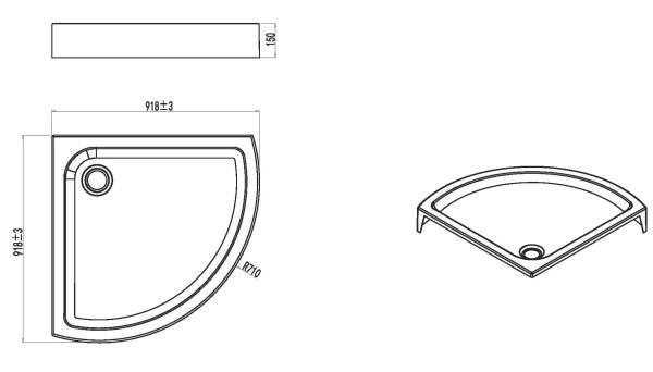 Душевой поддон, 90x90 см AM.PM Like W83T-315-090W белый