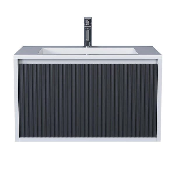 Тумба под раковину Uperwood Next Premium подвесная, 70 см, белая/графит, 1 ящик