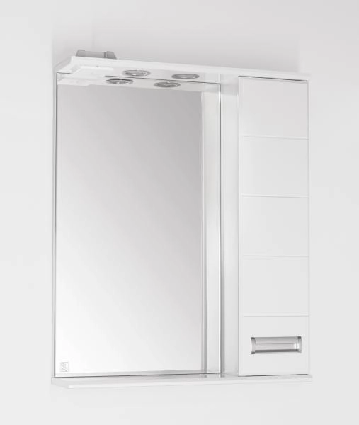 Зеркальный шкаф Style Line Elfante Ирис 65/С с подсветкой, белый