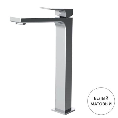 Carlo Frattini Fit Смеситель для раковины, на 1 отв, донный клапан click-clack, высокий, h267мм излив 160мм, цвет: белый матовый