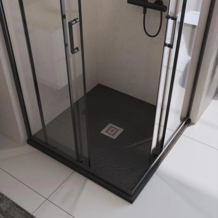 Душевой поддон BelBagno 90x90 искусственный камень чёрный матовый квадратный TRAY-MR-UNO-A-90-35-NERO-CR