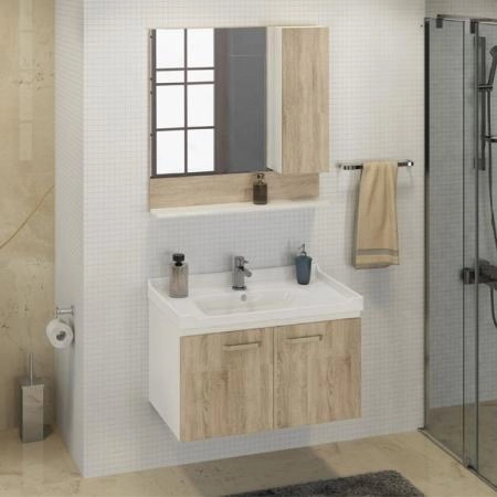 Зеркало шкаф Comforty Рига-80 дуб сонома