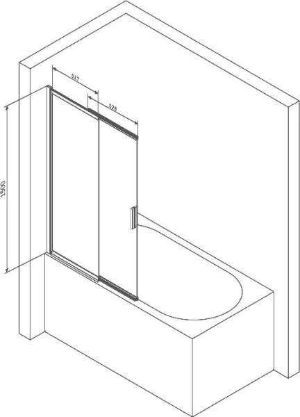 шторка на борт ванны AM.PM Like W80S-100PS-150MT прозрачные стекла 100 см