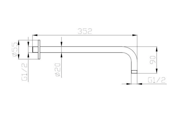 Держатель горизонтальный для верхнего душа ESKO SH376 black черный