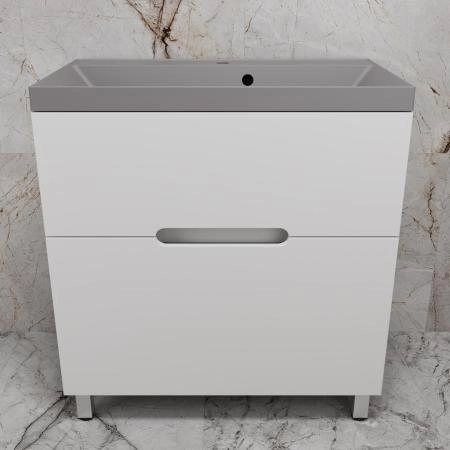 Тумба с раковиной Style Line Матис 80 ЛС-00002443 напольная под ASTI 80 (2 ящика) Белый матовый ЭМАЛЬ