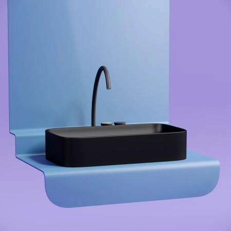 Умывальник чаша накладная прямоугольная (цвет Черный Матовый) Element 705x380x122мм