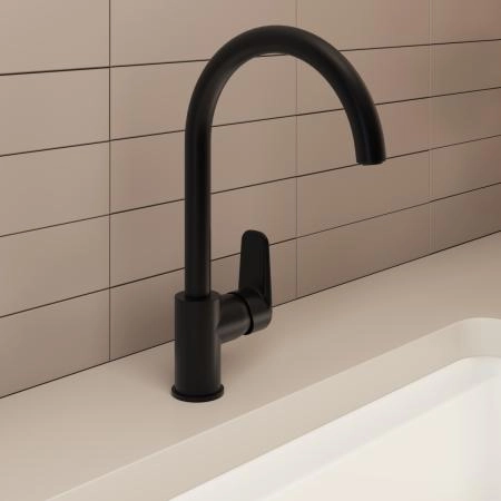 Смеситель VitrA Flow Soft  A4341936EXP с поворотным изливом однорычажный матовый черный латунь