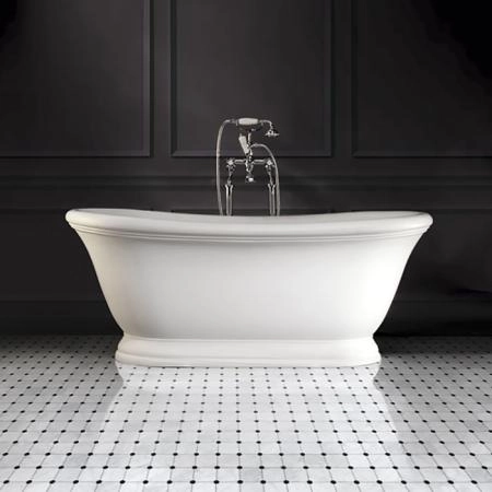 Devon Aurora Ванна 171x87/5xh70,5cм,свободностоящая, встроенный перелив, донный клапан с крышкой из White Tec Plus, сифон, цвет: белый