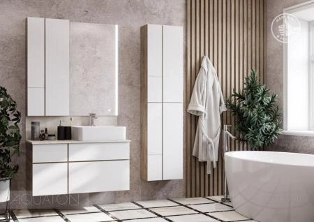 Тумба под раковину AQUATON Мишель 100 без столешницы, дуб эндгрейн, белый 1A244101MIX40