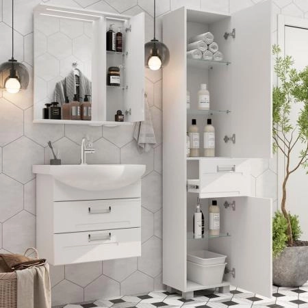 Зеркало-шкаф с LED подсветкой Volna Joli 60 правое (белый)