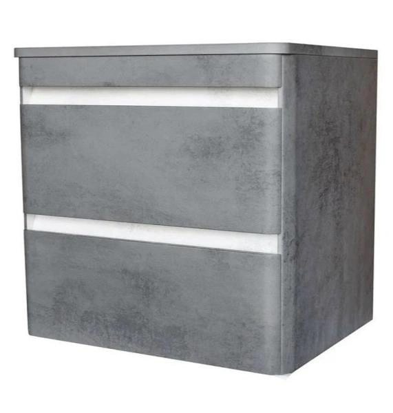 Тумба подвесная Style Line Атлантика 80, Люкс бетон темный, (2 ящ.), со столешницей МДФ, PLUS