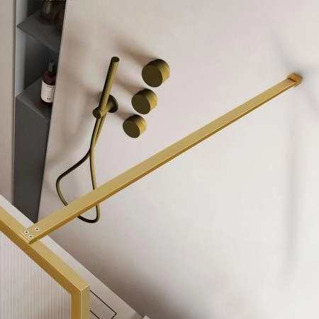 Душевая перегородка Vincea Walk-In VSW-1HP100FLBG, 1000*2000, брашированное золото, стекло рифленое