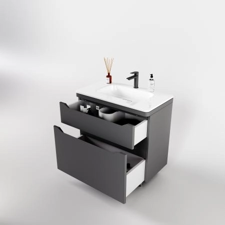 Тумба напольная Style Line Марелла 80 (2 ящ.) Люкс антискрейтч серый, PLUS