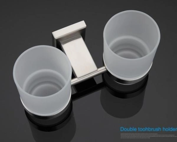 Двойной стакан для зубных щеток Gappo G1708 с держателем сатин