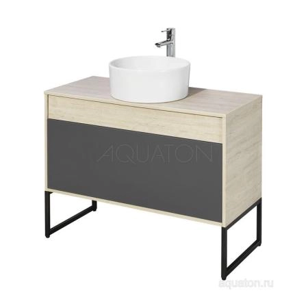 Тумба под раковину AQUATON Лофт Урбан 100 серый графит, дуб орегон 1A247701LQX60