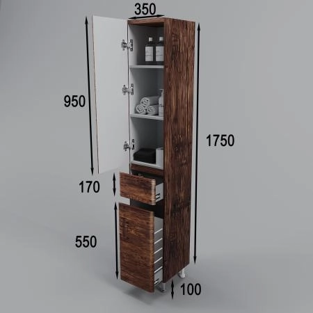 Колонна универсальная Style Line Атлантика 35 L с корзиной, Люкс старое дерево, PLUS