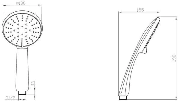Ручной душ ESKO 5-режимный 85 мм черный SCU855Black черный