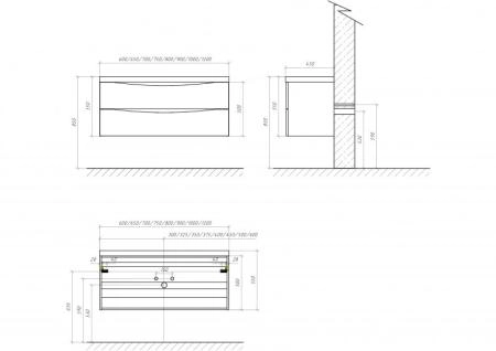 Тумба под раковину Belbagno MARINO Rovere Bianco подвесная 900x450x500 MARINO-900-2C-SO-WO-P