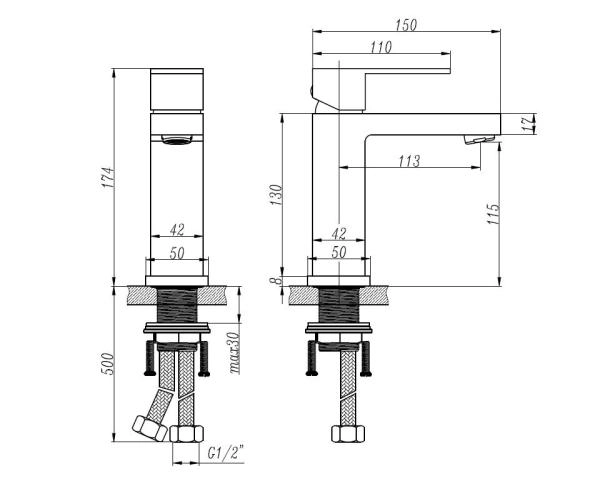 Смеситель для раковин Bronze de Luxe Simple (SA980) хром