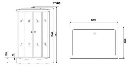 Душевая кабина Niagara Luxe NG-7711WL (900x1200х2150) низкий поддон стенки БЕЛЫЕ