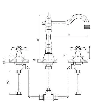 Смеситель на 3 отверстия Rav Slezak Morava Retro MK532.5 хром