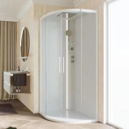 Novellini Glax Душевая кабина 100х100х224см., Standart с крышей , смеситель термостатический, цвет: белый матовый/стекла прозрачные