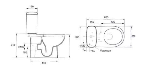 Унитаз Jacob Delafon Panache E1370 без крышки-сиденья