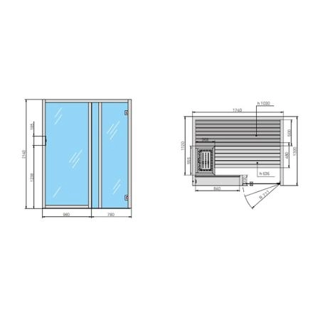 Effegibi Yoku S Glass Сауна 174x132х214см, угловая DX, цвет: черный орех