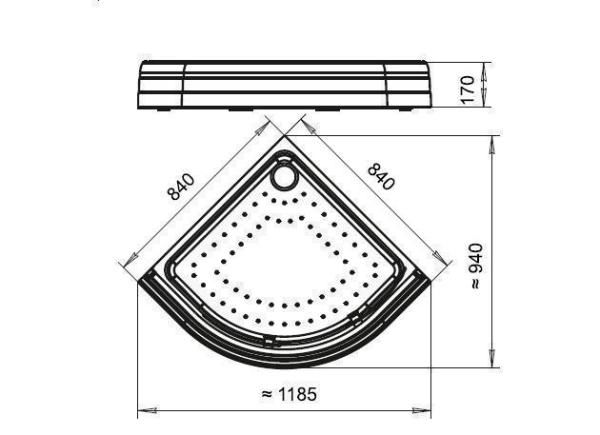 Поддон к душевому углу Найт 80 (радиальный поддон на раме-подставке с устройством слива)