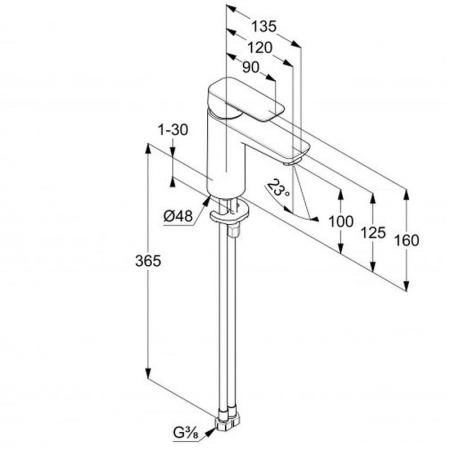 Смеситель KLUDI PURE&STYLE 402923975 для раковины без донн.клапана, черный мат