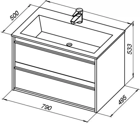Тумба под раковину Aquanet Lino 80 белый матовый
