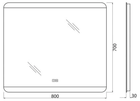 Зеркало Belbagno SPC-CEZ-700-700-LED-BTN Led подсветка вкл/выкл 700x30x700