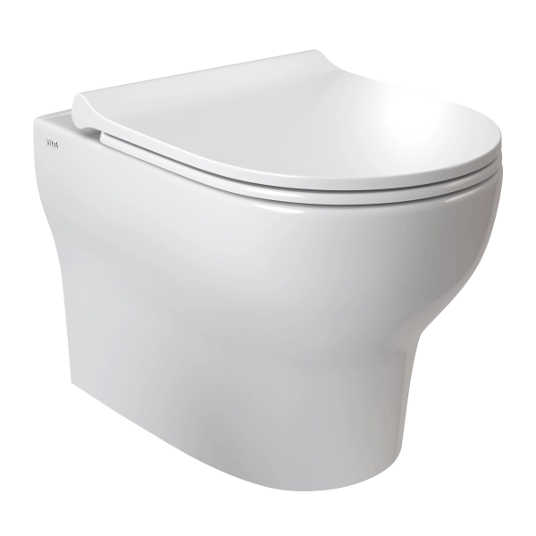 Инсталляция с унитазом VitrA Zentrum Round  9879B003-7200 комплект 4 в 1 с сиденьем микролифт безободковый цвет клавиши глянцевый хром