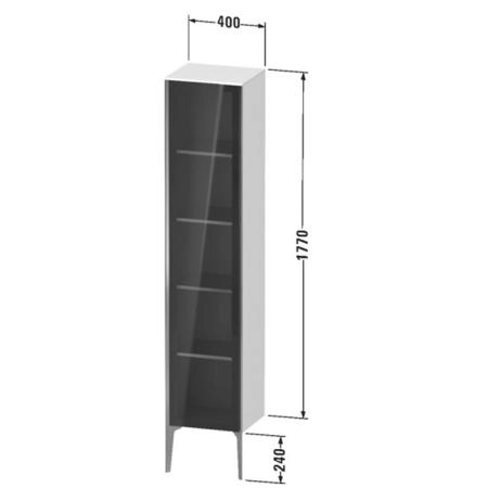 Duravit XViu Шкаф подвесной со стеклянной дверью 40x36x177см, 4 стеклянные полки (петли слева), цвет: белый глянцевый/champagne matt