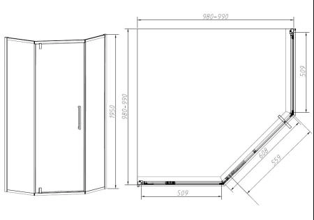 Душевой уголок Vincea Slim-N VSP-4SN100CL, 1000*1000, хром, стекло прозрачное