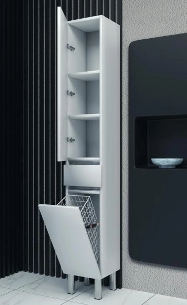 Пенал SANVIT Кубэ-3 (К) 32 с бельевой корзиной напольный Белый