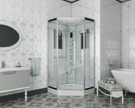 Душевая кабина Niagara Luxe NG-7717W (1000x1000х2150) низкий поддон стенки БЕЛЫЕ