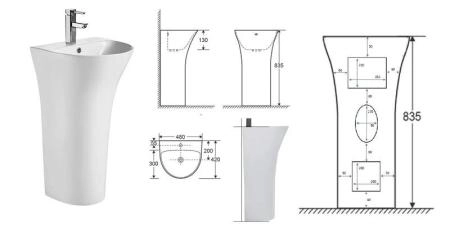 Раковина Cerutti SPA SIMONA CT7832 напольная 480x420x835