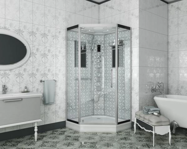 Душевая кабина Niagara Luxe NG-7717W (1000x1000х2150) низкий поддон стенки БЕЛЫЕ