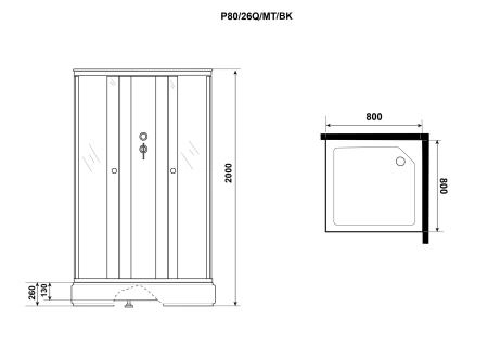 Душевая кабина Niagara Promo P80/26Q/MT/BK (800х800х2000)