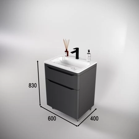 Тумба напольная Style Line Марелла 60 (2 ящ.) Люкс антискрейтч серый, PLUS