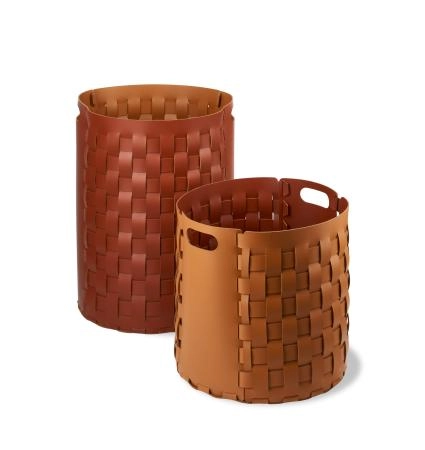 ADJ Круглая корзина Bottega, D40xH40 см., цвет: коньяк/бордо