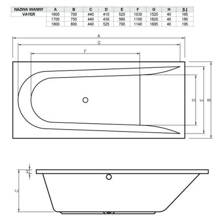 Акриловая ванна Vayer Boomerang 180х80 L