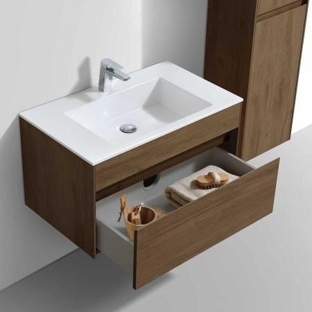 Тумба под раковину Vincea Chiara 800 подвесная, 1 ящик soft-close, цвет T.Oak