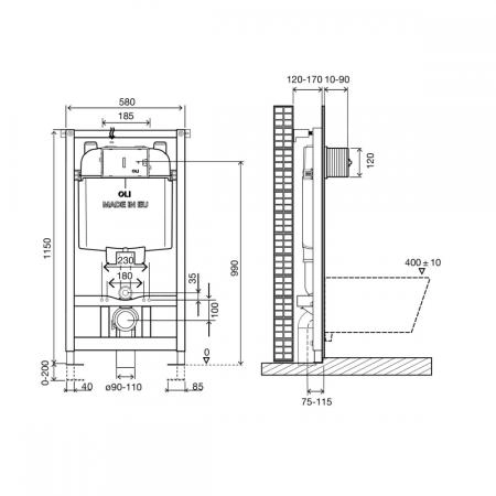 Инсталляция Oli 74 601804 пневматическая для унитаза